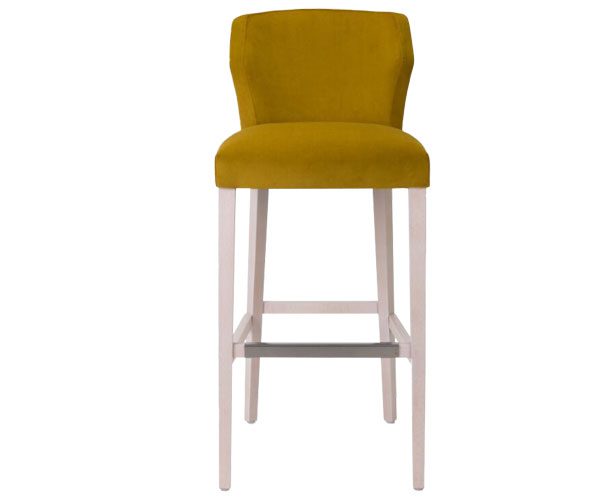 A yellow and white bar stool