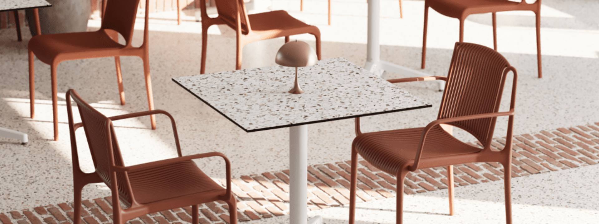 Commercial table tops collection in MDF, HPL and solid wood, cut to size for restaurant and hospitality tables, by KECA.