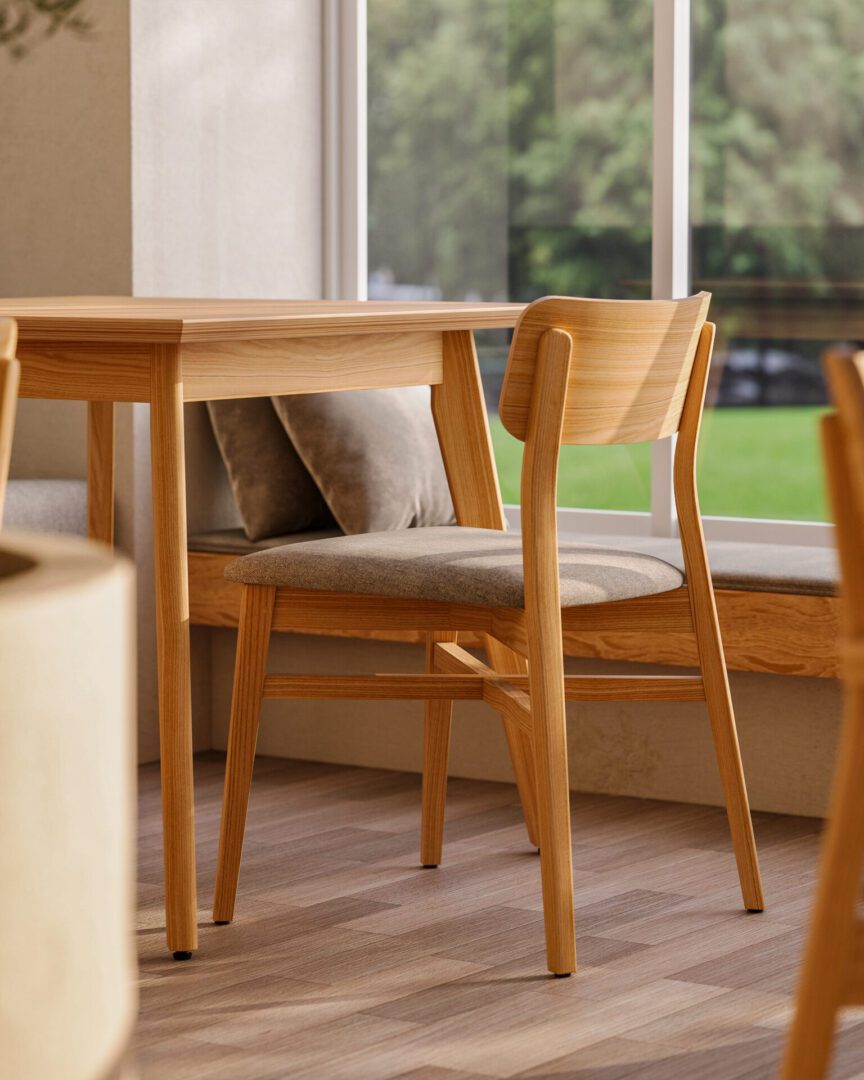 Commercial wood chairs collection with solid-wood dining seating for restaurants, hotels and senior living residences, crafted by KECA.