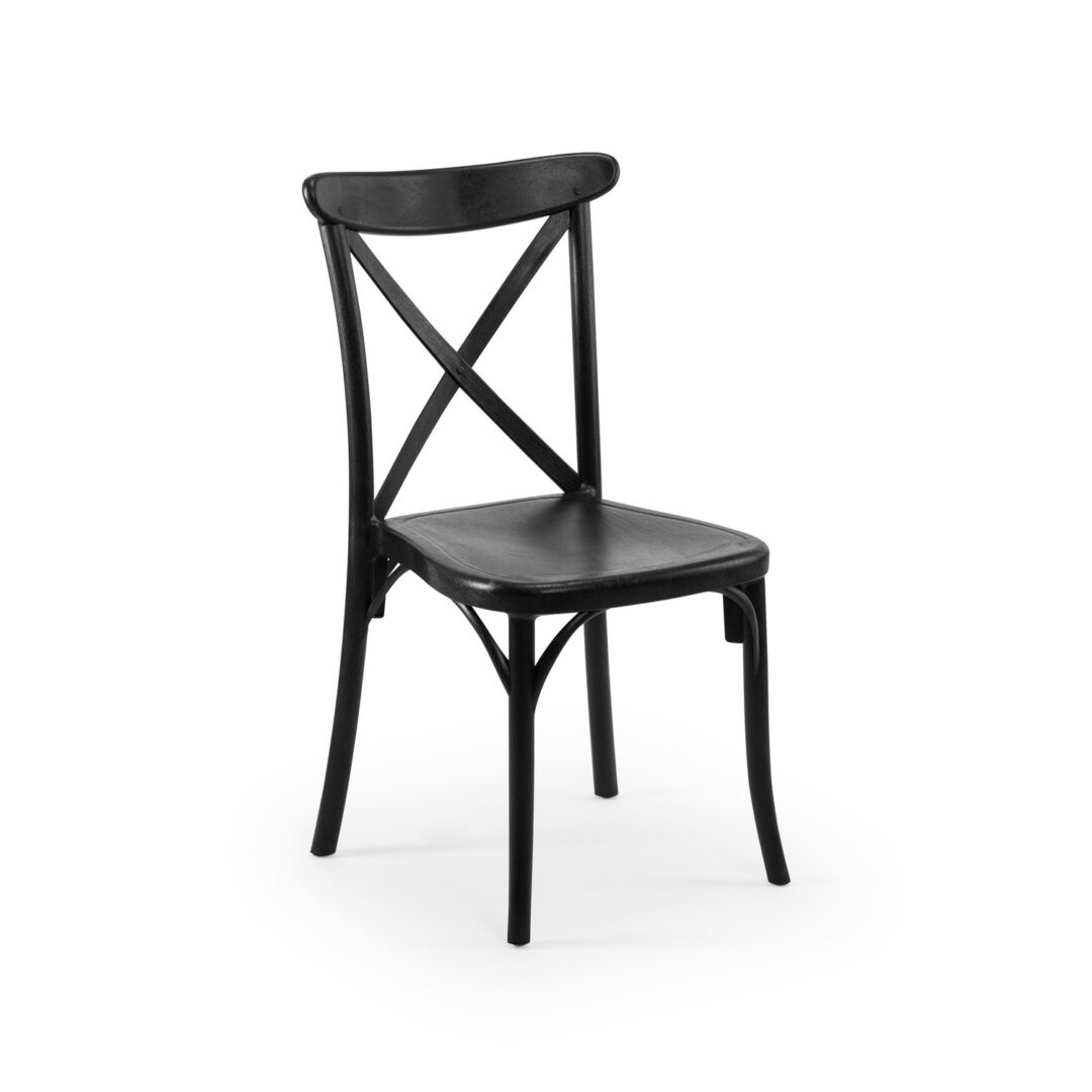 Black Capri chair at round banquet tables, in-stock commercial event seating ready to ship from Keca's Florida location.