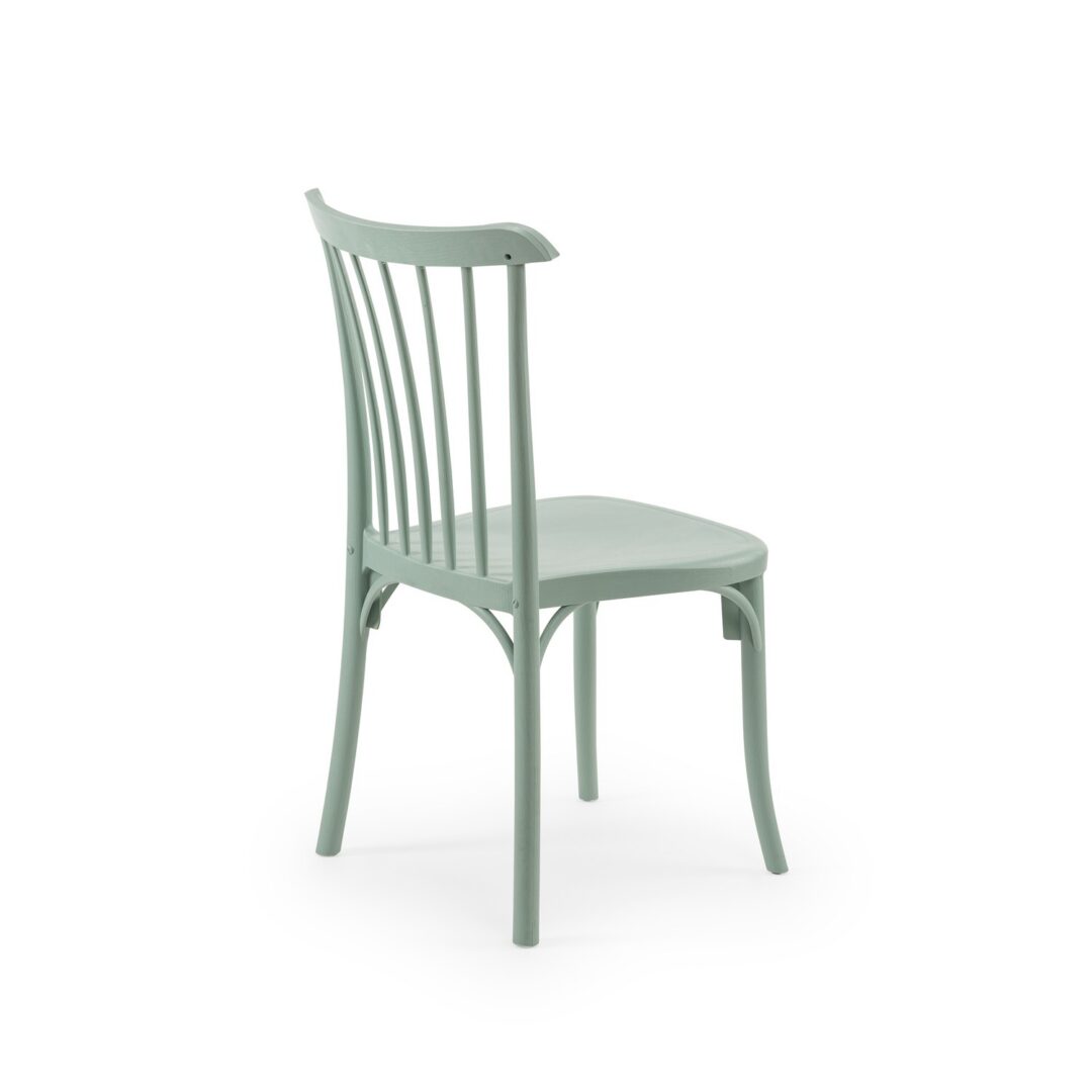 Green Gozo chairs arranged in a banquet setting, quick-ship commercial event seating available now from Keca's USA Florida showroom.