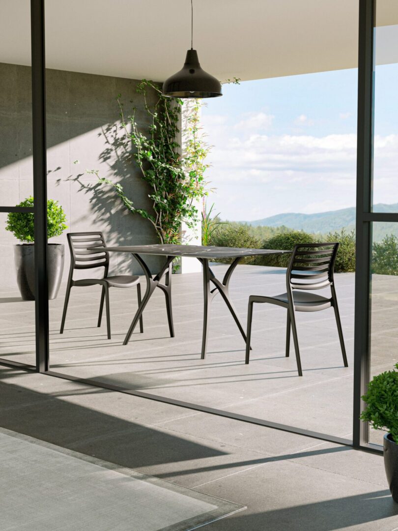 KECA dining tables with custom HPL tops in a modern restaurant setting with architectural interior finishes